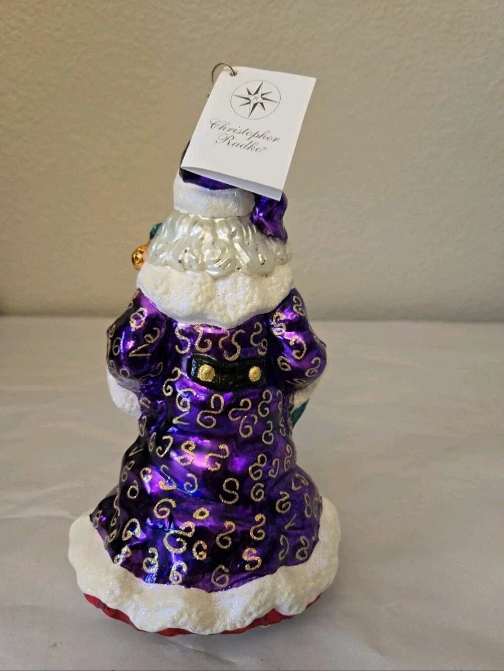 Vintage Christopher Radko Yorkshire Nicholas Ornament 8.5 Tall Purple Robe Santa